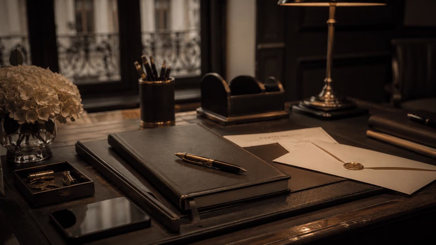 Organised private study desk representing NOVÉ's personal admin service